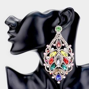 Oversized Crystal Marquise Accented Drop Evening